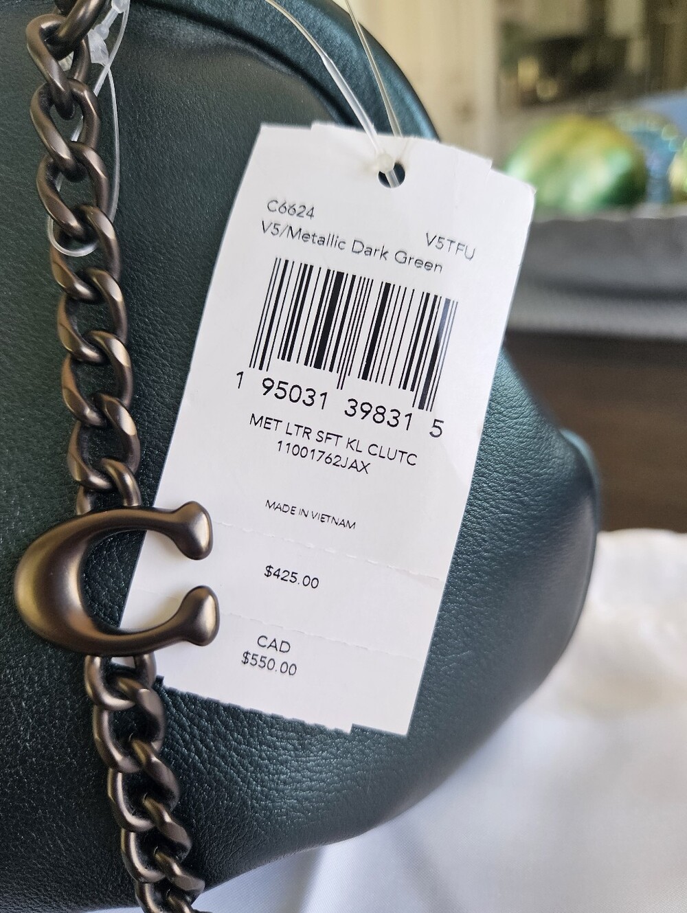 NWT Coach Metallic Green Crossbody/Clutch - Picture 9 of 9